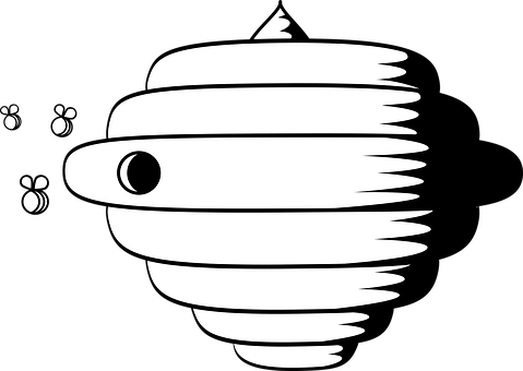 Hive, Bee, Bees, Beehive, Honey, Morning - Sarang Black And White Clipart (960x681)