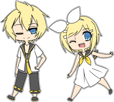 Rin And Len Chibi By Kawaii-miho - Rin And Len Chibi Drawing (640x480)