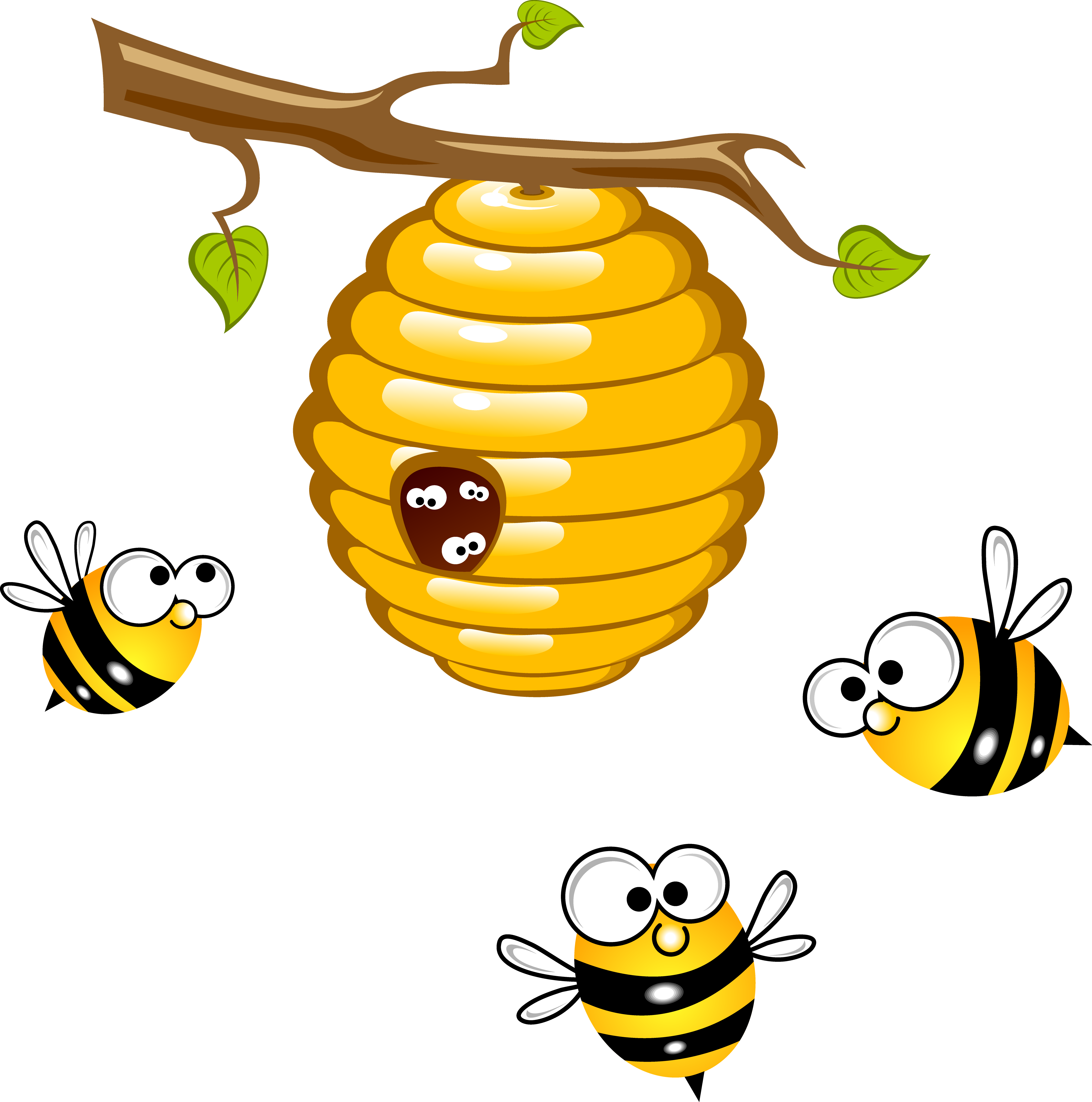 Beehive Honey Bee Wasp Clip Art - Bee And Beehive Clipart (4579x4621)