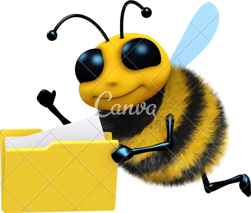 3d Bee With Folder Of Files - Bee With Boxing Gloves (800x679)