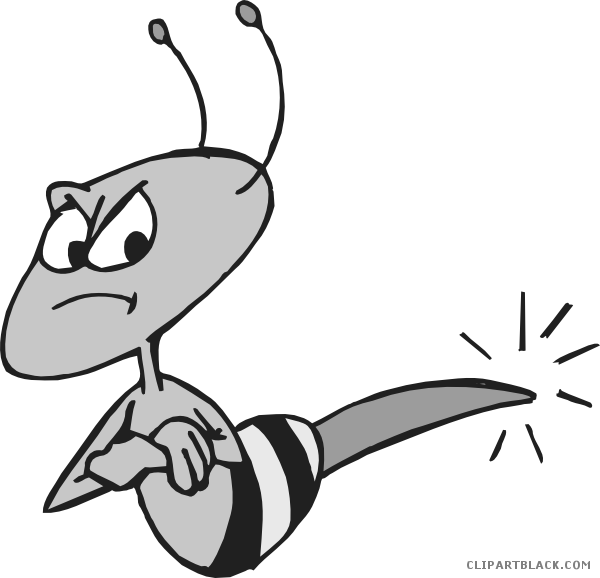 Angry Bee Animal Free Black White Clipart Images Clipartblack - Cartoon Bees (600x578)