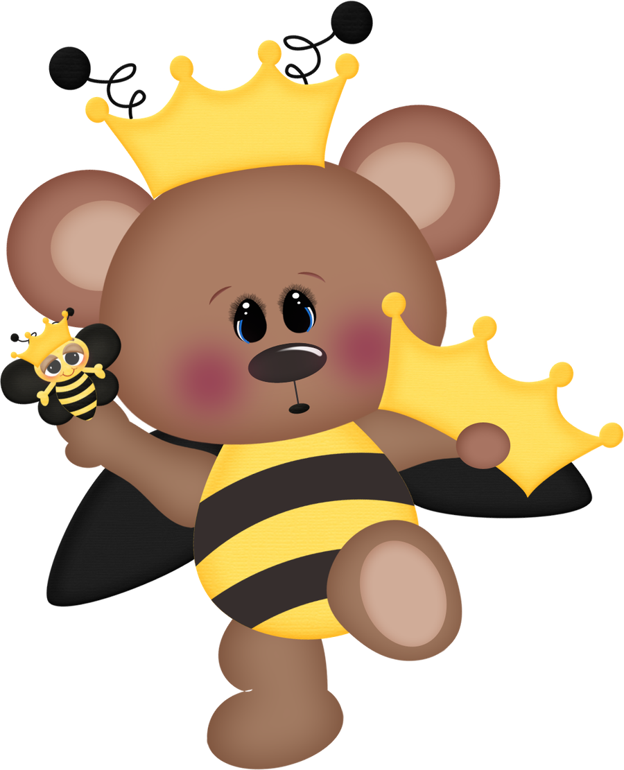 Bee Clipartbee - Bear And Bees Clipart (900x1111)