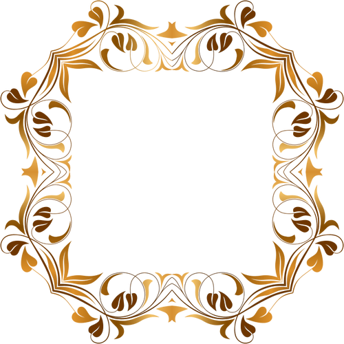 Octagonal Floral Border In Shades Of Gold Clip Art - Dekorativer Weißer Hintergrund Postkarte (500x500)