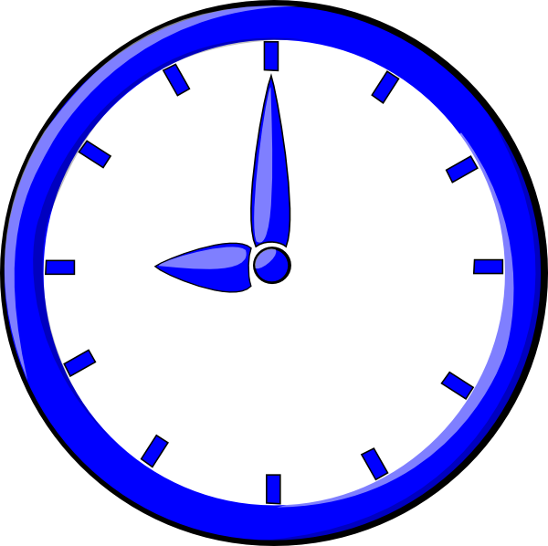 Free Vector 9 O'clock Clip Art - Blue Clock Clipart (600x598)