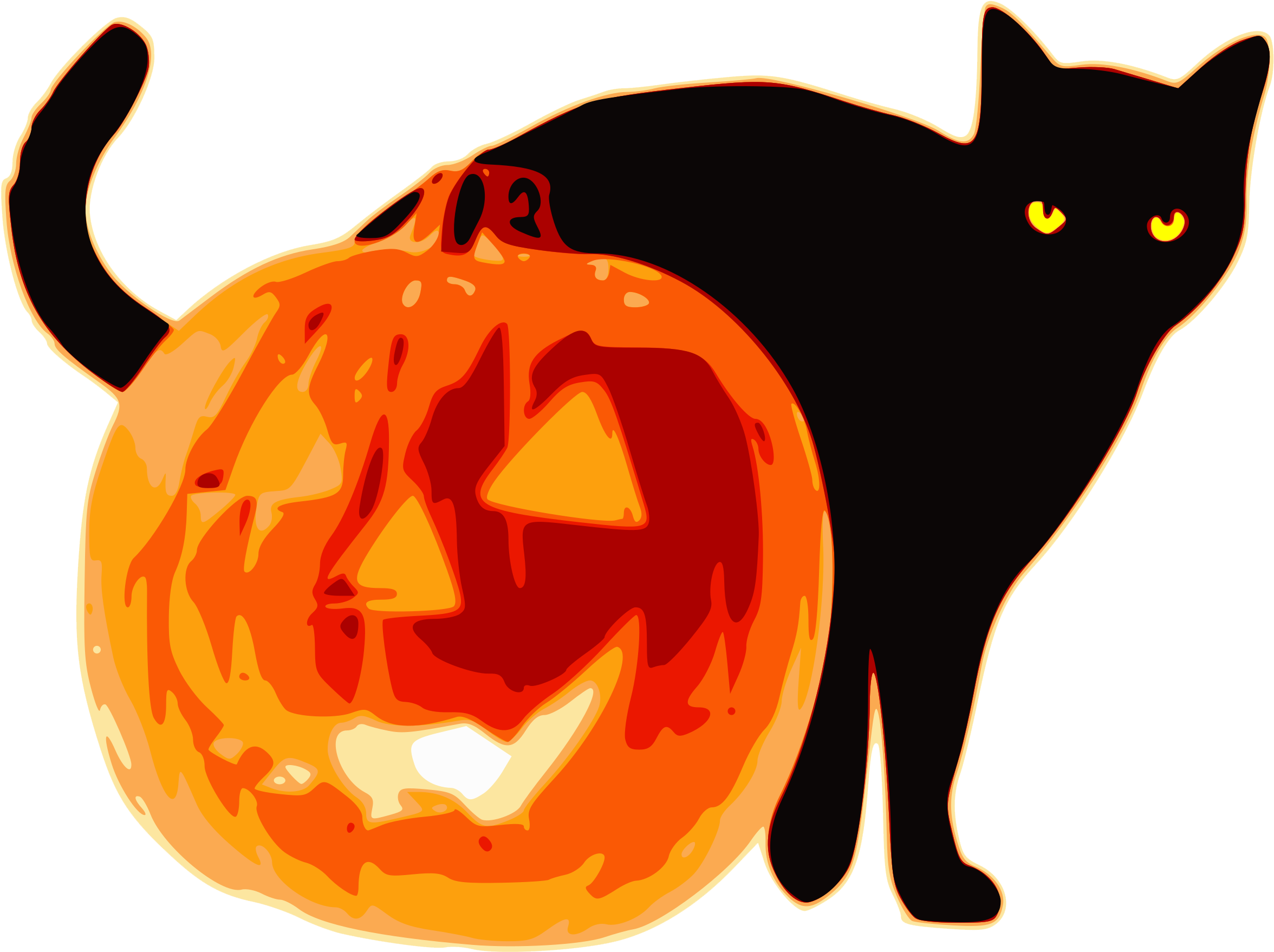 Halloween Cat With Pumpkin Clip Art At Clker - Jack O Lanterns Clipart.