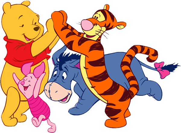 Winnie The Pooh Piglet Eeyore Tigger Roo - Winnie The Pooh And Friends Playing (600x512)