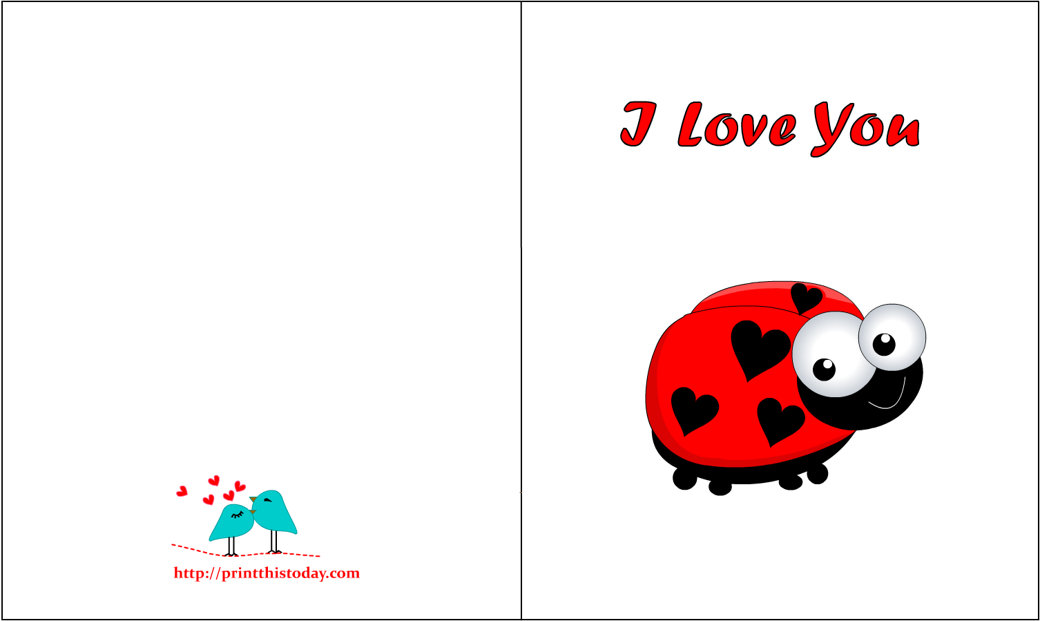 I Love You Card With Lady-bug - Ladybug (1650x1275)