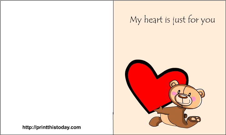 Free Printable Love Card With Teddy Bear And Heart - Just For You Love Bear (792x612)