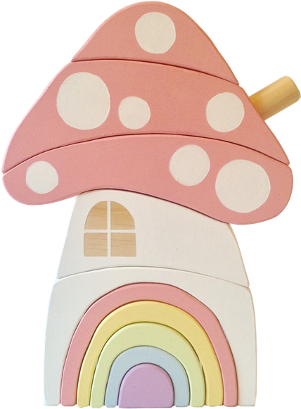 Hand Painted Wooden Pastel Toadstool House Stacker - House (700x700)