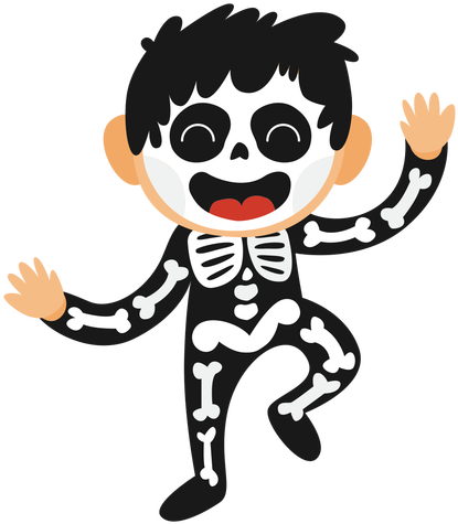 Skeleton Kid Halloween Costume Transparent Png - Halloween Costume Cartoon Png (512x512)