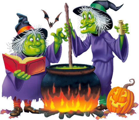 Halloween Witches - Animated Halloween (487x421)