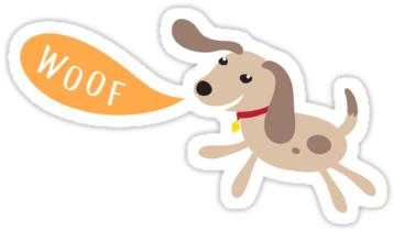 Little Dog Saying Woof - Clipart Dog Saying Woof (375x360)