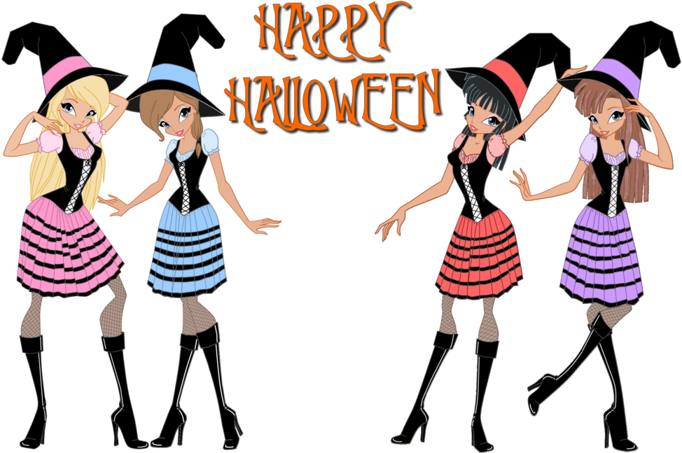 Witch Girls Happy Halloween By Nici18 - Bob L Éponge Halloween (1024x724)