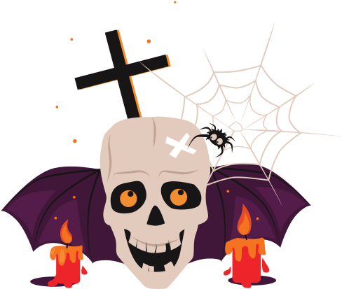 Skull And Candles - Skull (550x546)