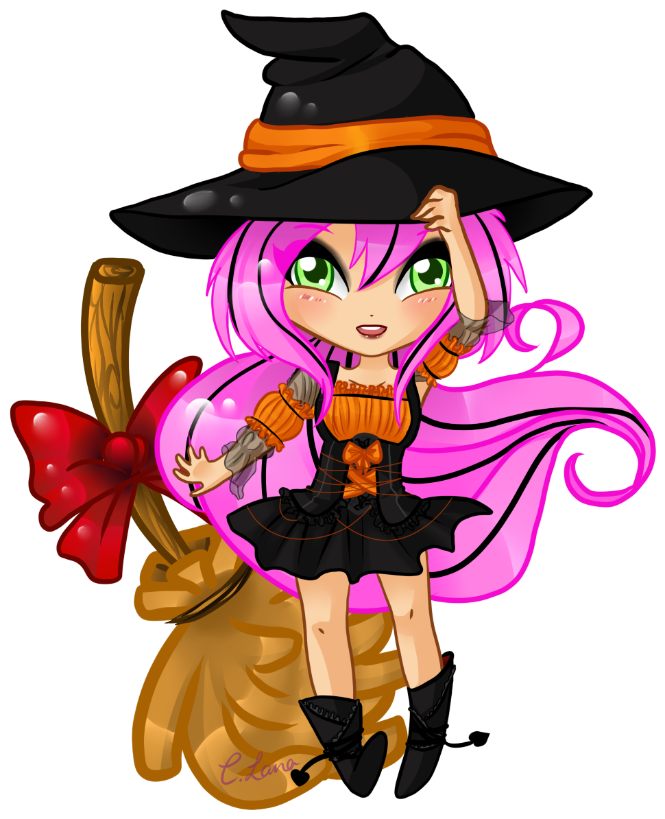 Halloween Chibi Sakura By Lanafeng - Halloween Manga Chibi (1051x1282)