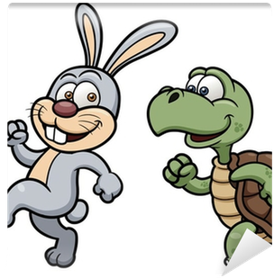 Vector Illustration Of Cartoon Rabbit And Turtle Wall - Bunny And The Turtle (400x400)