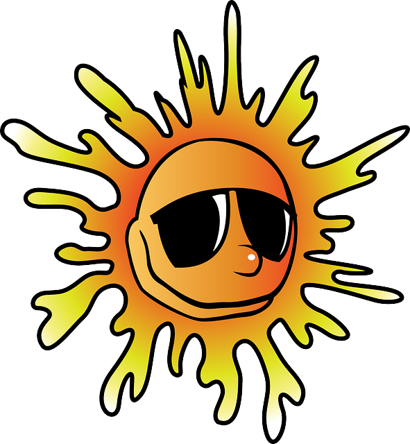 Protecting Your Skin From The Sun - Sun With Glasses Png (591x640)