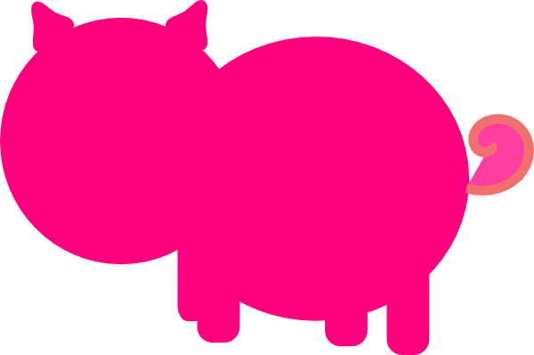 Pink Pig Clip Art - Pink Outline Of Pig Clipart (600x399)