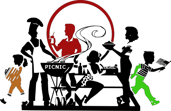 Let's Picnic - Backyard Bbq Barbecue Cartoon (600x389)