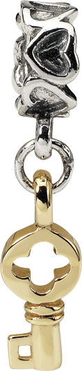 Sterling Silver & 14k Reflections Key Dangle Bead - Sterling Silver & 14k Reflections Key Dangle Bead (118x530)