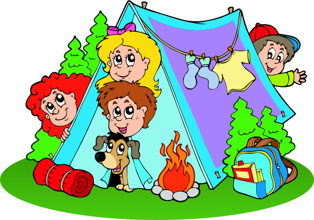 Animated Illustration Of Children On Camp - Camping Clipart (619x435)