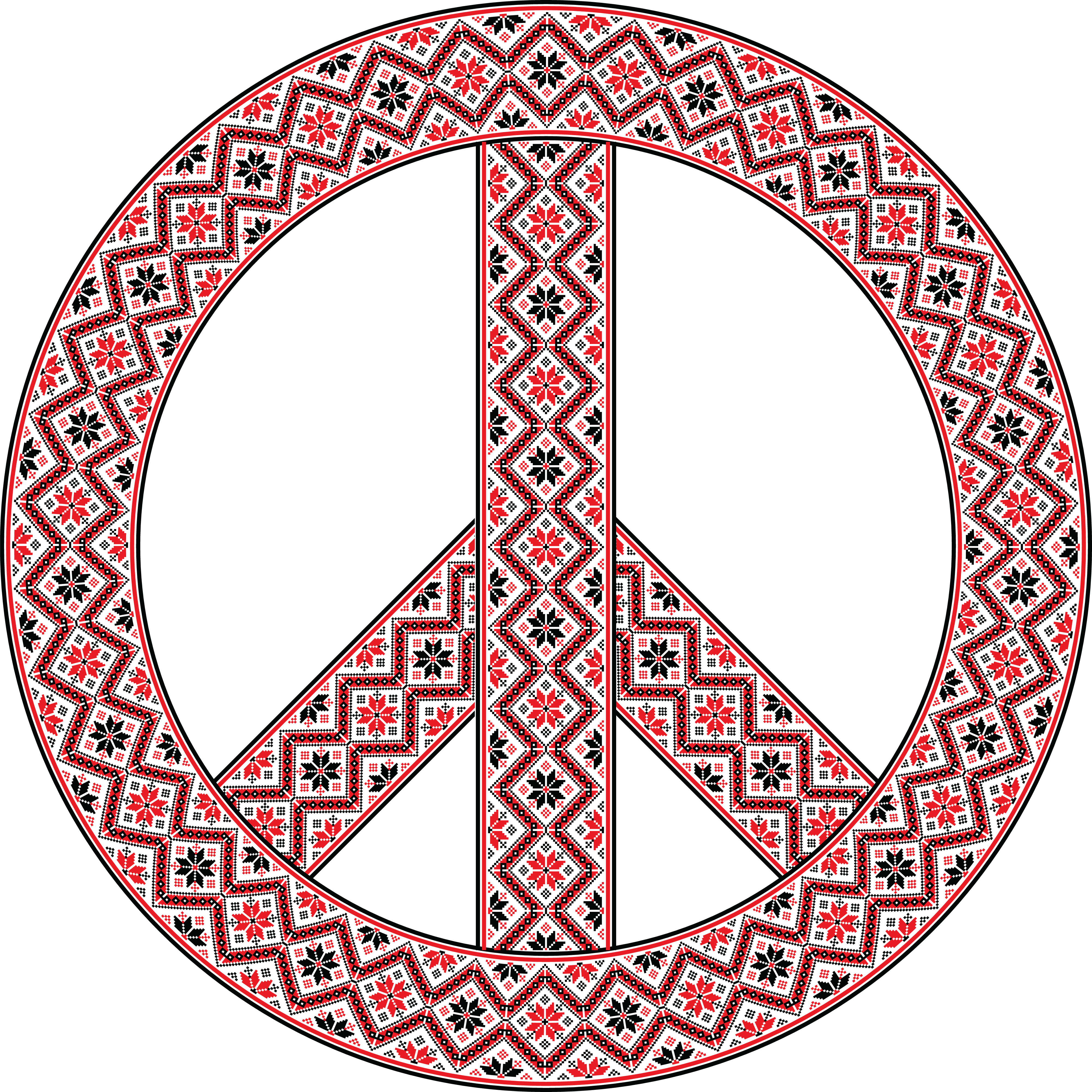 Free Clipart Of A Patterned Embroidery Peace Symbol - Protest Symbol (4000x4000)