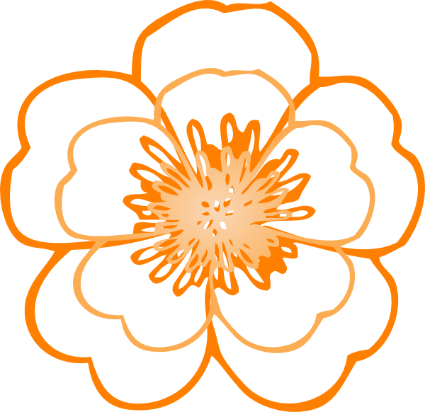 Layered Orange Flower Clip Art At Clker Com Vector - Flower Clip Art Free (600x582)