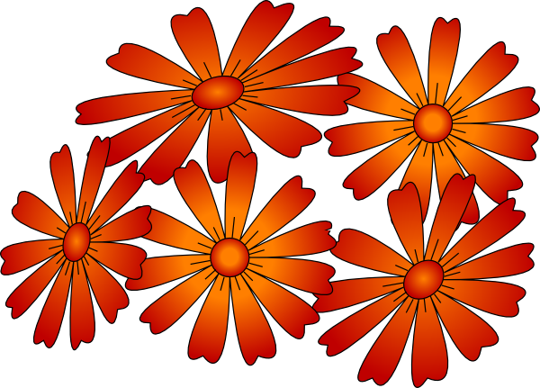 Red Orange Flowers Clip Art At Clker - Clip Art (600x431)