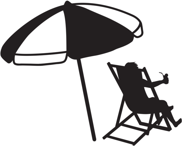 Man At The Beach With Umbrella And Drink Transparent - Beach Umbrella Black And White (850x680)