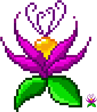 Pixeled Cactus Flower, With Sharp Purple Petals And - Lilies Pixel Art (400x400)