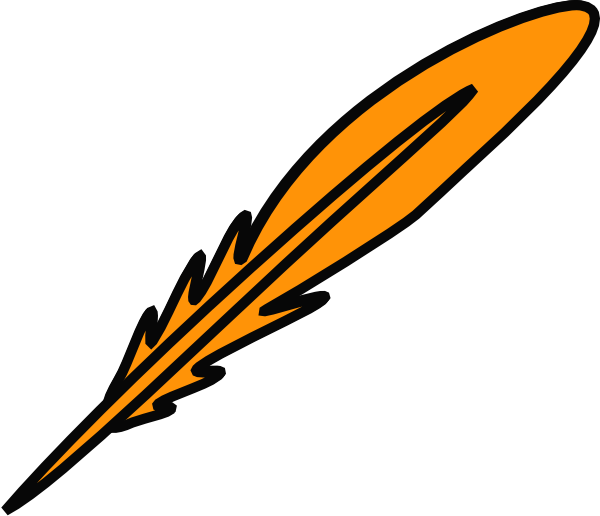 Feather Orange Black Clip Art - Feather Clip Art (600x516)