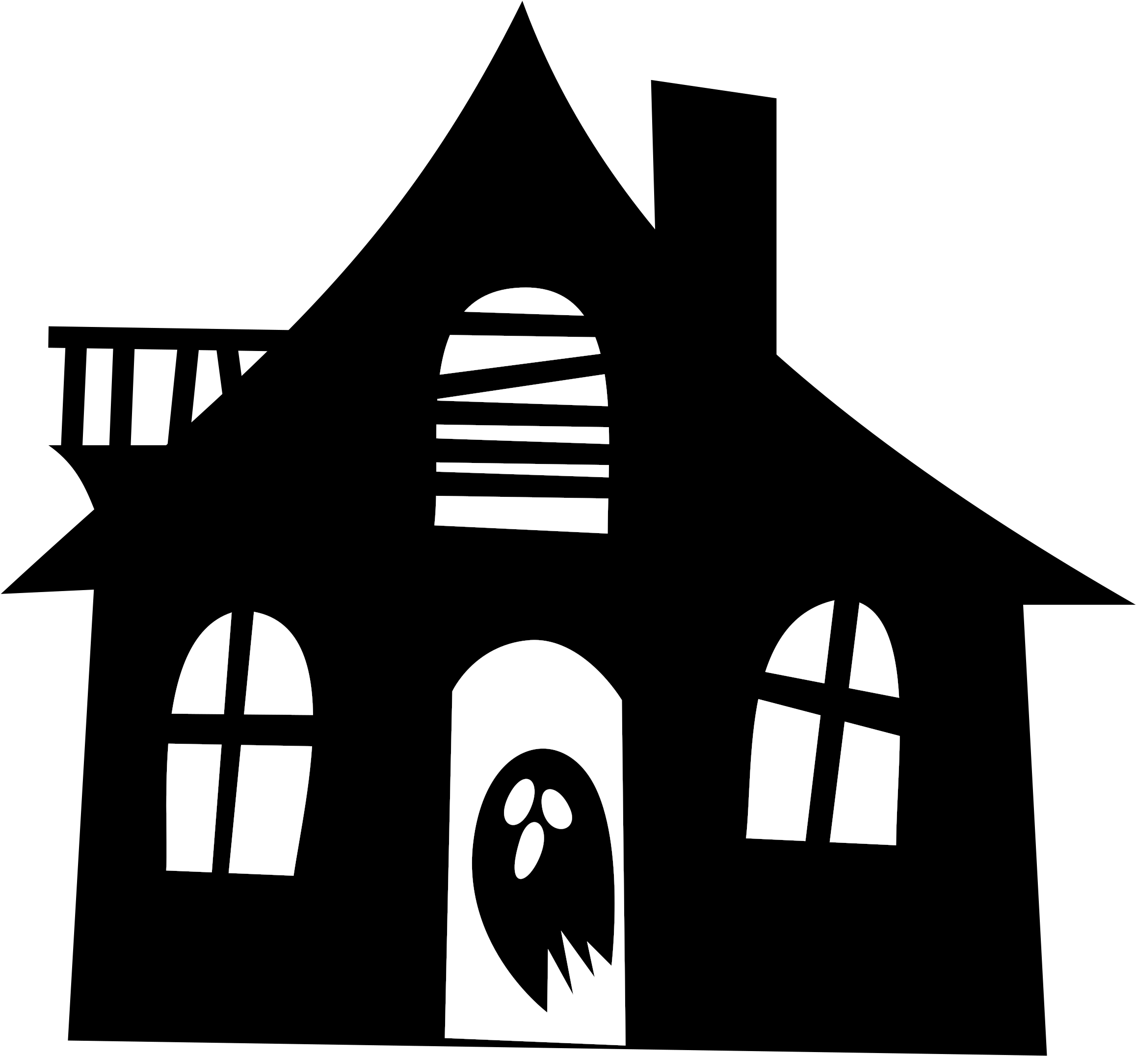 Big Image - Haunted House Silhouette Clip Art (2400x2236)