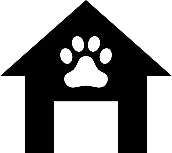 Dog House Outline Clip Art At Clker - Black And White Dog House Clipart (600x536)