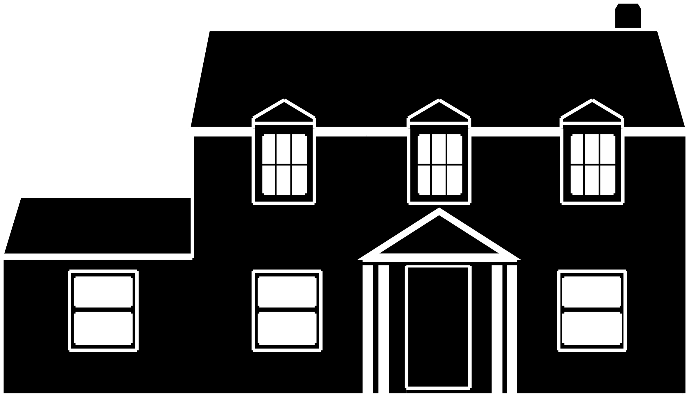 Clipart House Black And White - Black And White Home Clipart (2372x1367)
