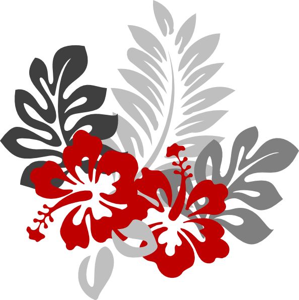 This Free Clip Arts Design Of Right Red And Grey Hibiscus - Clip Art Hawaii Flowers (594x596)