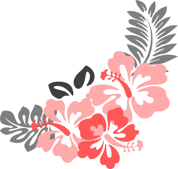 How To Set Use Hibiscus Coral Grey Svg Vector - Clip Art Hawaiian Flowers (600x570)