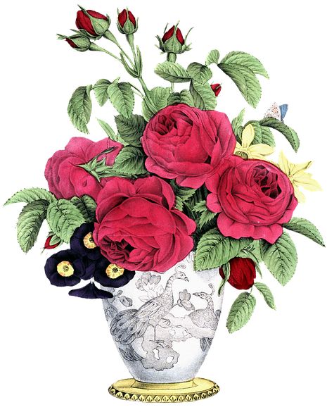 Rose, Vintage, Decoration, Leaf, Floral, Flower, Gift - Boquet - 1845 Throw Blanket (600x720)
