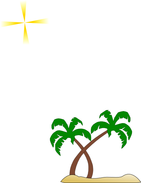 Double Palm Beach Clip Art - 3drose Dpp 181083 2 Image Of Cartoon Palm Trees Sun (462x596)