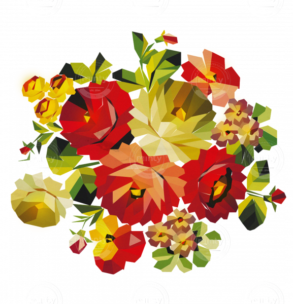 Flower Bucket - Colorful Flower Bunch (577x600)