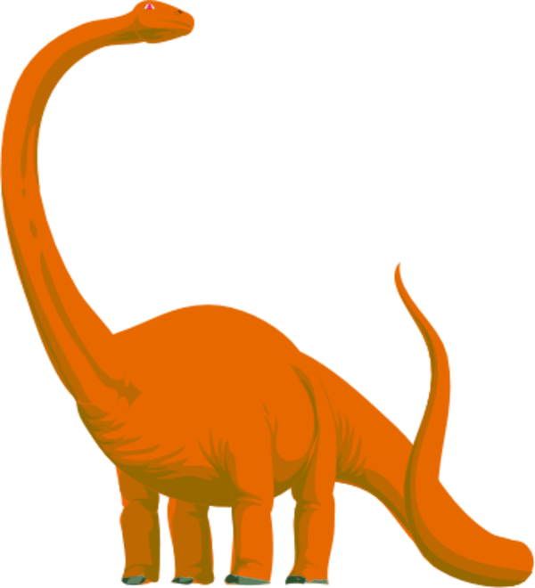 Dinosaur With Long Curved Neck Vector Clip Art Kimjkc - Orange Long Neck Dinosaur (600x660)