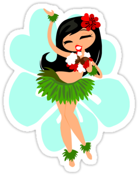 Simple Hawaiian Girl Cartoon Hula Girl Stickers By - Hula Dancer Cartoon Png (375x360)