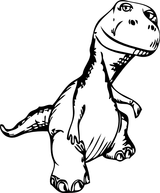 Dinosaur Clipart Black And White - Black And White Dinosaur (555x669)