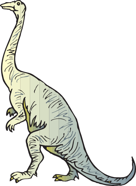 Yellow And Blue Long Necked Dinosaur Svg Clip Arts - Dinosaur (438x597)