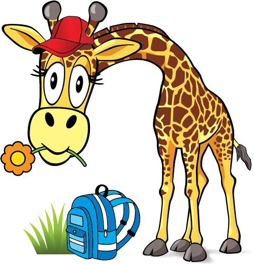 Enrol Now - Giraffe At School Cartoon (500x520)