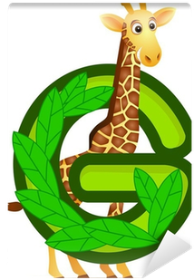Animal Alphabet G With Giraffe Cartoon Wall Mural • - G For Giraffe (400x400)