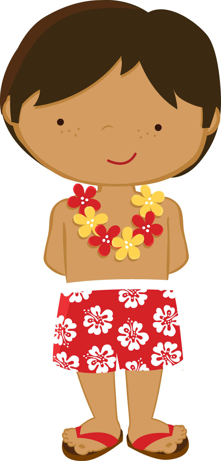 Hawaii Luau Hula Clip Art - Hawaiian Boy Clipart (741x1542)