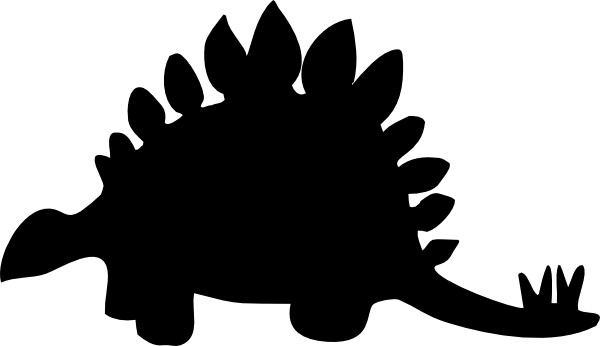 Stegosaurus Black Clip Art - Stegosaurus Silhouette (600x346)