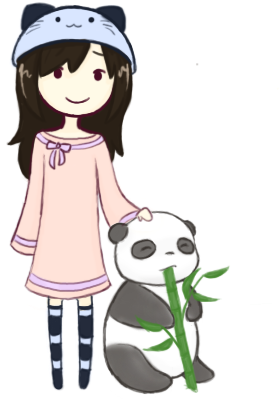 Cute Fish Tattoo Design - Girl With Panda Cartoon (347x487)
