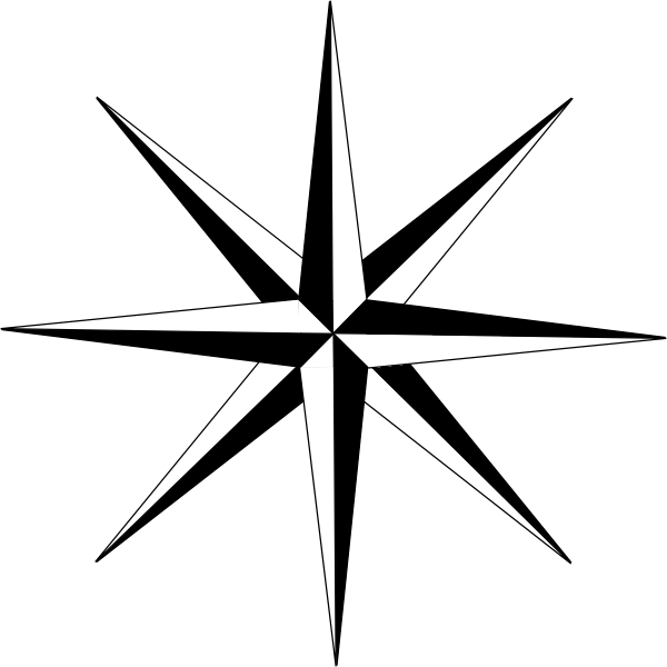 Shiny Thin Golden Star Vector - Cardinal And Intermediate Directions (600x600)