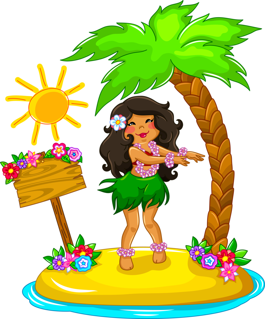 Hawaiian Aloha Tropical - Hawaiian Girl Clipart (850x1024)